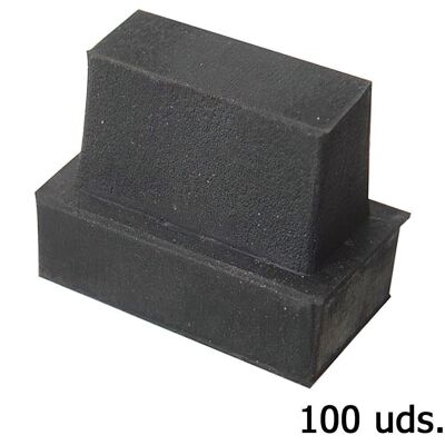 Rectangular Rubber End Cap 37 x 17 mm. Bag 100 Units