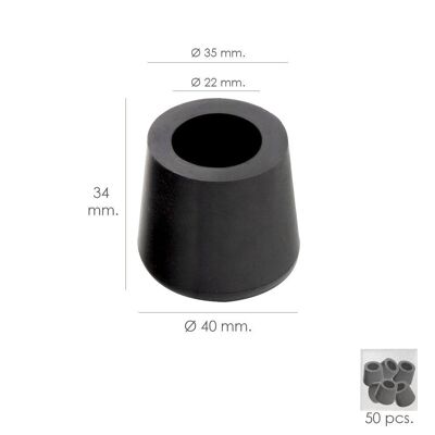 Schwarzer Gummi-Walkerblock „22 mm“ mit Innenwaschbeutel, 50 Einheiten