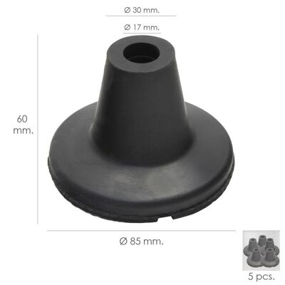 Rubber Taco Black Cane Tube "19 mm. /Base "85 mm. Suction Cup Type Bag 5 Units