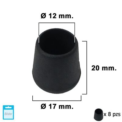 Black Conical End 12mm.  Blister 8 pieces.