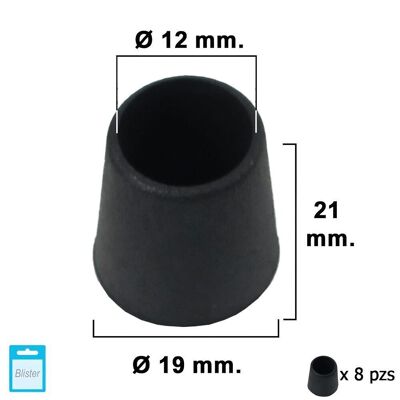 Black Conical End 14mm.  Blister 8 pieces.