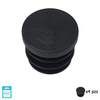 Perle ronde intérieure noire de 25 mm. Blister 4 pièces.