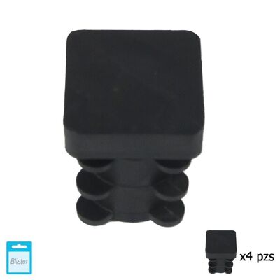 Black Inner Square Bead 16x16 mm.  Blister 4 pieces.