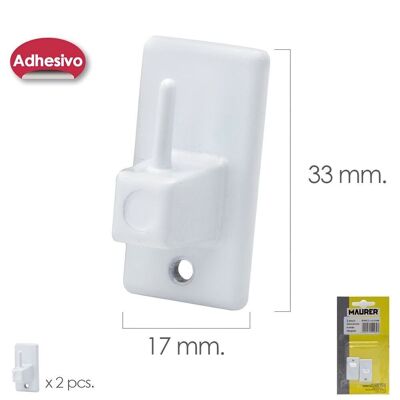 White Adhesive Curtain/Sheer Hook (Blister 2 Pieces)