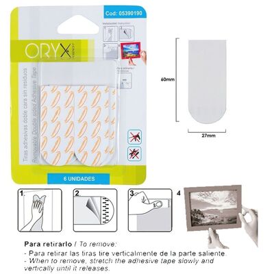 Double Sided Adhesive Strips Without Residues (Blister of 6 pieces)