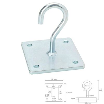 Wolfpack Hook with Multipurpose Open Zinc Plated Plate