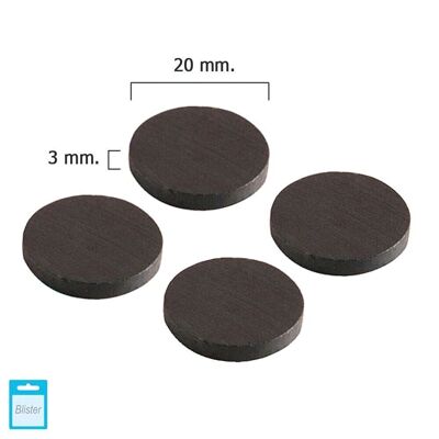 Wolfpack Ferrite Disc Magnet "20x3 mm. (Blister 4 Pieces)