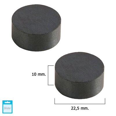 Wolfpack Ferrite Round Magnet "22, 5x10 mm. (Blister 2 Pieces)