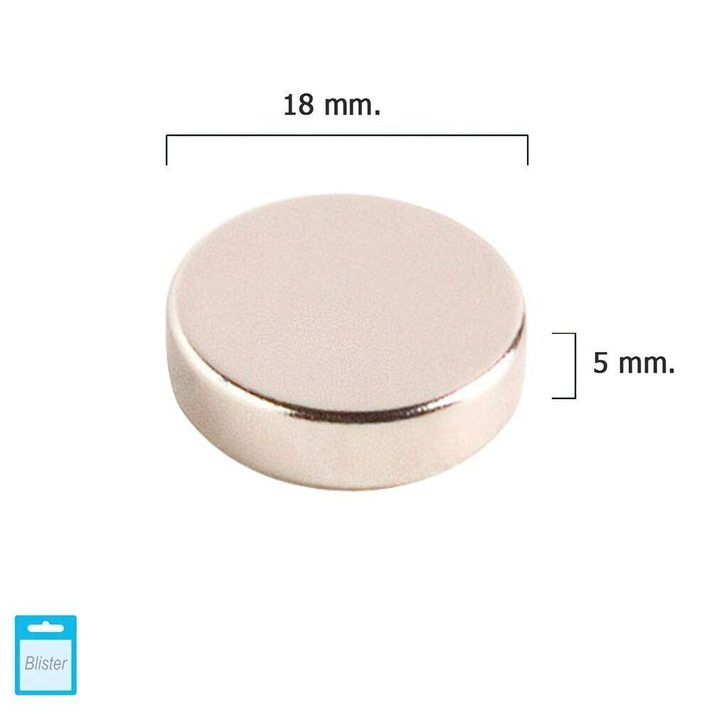 Aimant rond en néodyme Wolfpack "18x5 mm. (Blister 1 pièce)