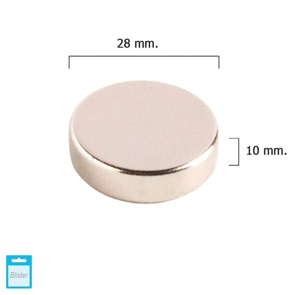 Aimant rond en néodyme Wolfpack "28x10 mm. (Blister 1 pièce)