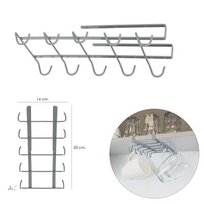 Cup Hanger, Under Cabinet Kitchen Support, Steel Cup Hanger for 10 Cups