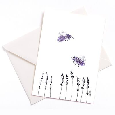 Lavender Bee - Card with Color Core and Envelope | 083