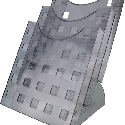 Tischaufsteller "the step grid" 3 x DIN A4 - grau transparent