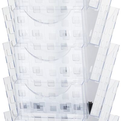 Prospektbodenständer drehbar "the giant grid" 30 x DIN A4 - glasklar / silber