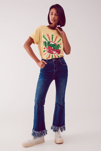 T-shirt décontracté avec imprimé graphique Vintage Queens jaune 3