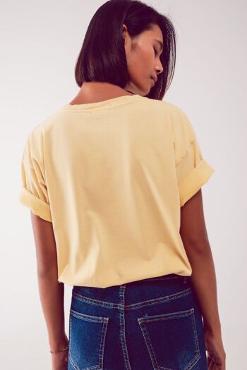 T-shirt décontracté avec imprimé graphique Vintage Queens jaune 5