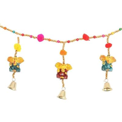 Ghirlanda di Ganesh sospesa con perline e campanelli