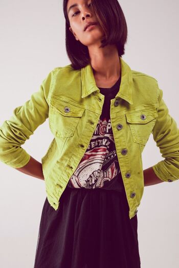 Veste camionneur slim en jean - Citron vert acide 1