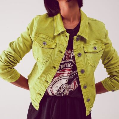 Slim denim trucker jacket in acid lime