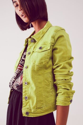 Veste camionneur slim en jean - Citron vert acide 2