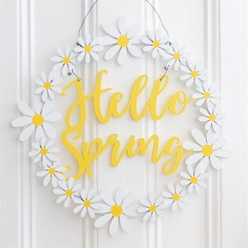 Décoration de couronne de marguerites à suspendre Hello Spring 4