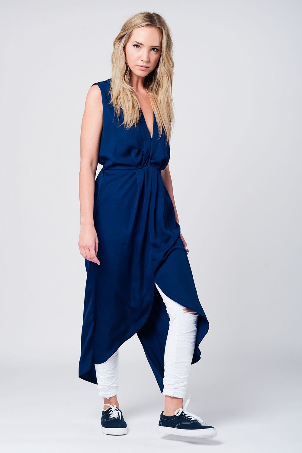 Robe longue bleue online marine