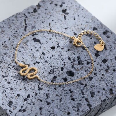 Gold chain bracelet with snake