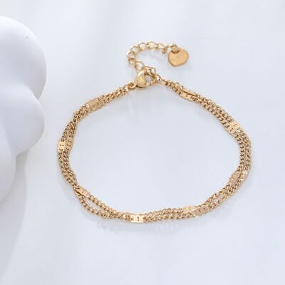 Bracelet double chaîne dorée