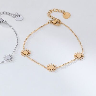 Triple sun gold chain bracelet