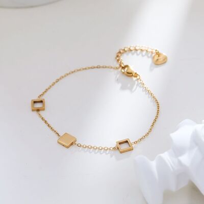 Triple square gold chain bracelet