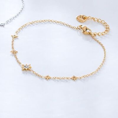 Bracelet chaîne dorée avec étoile et strass