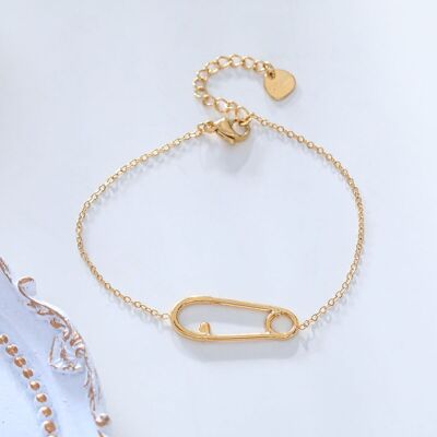 Gold chain pin bracelet