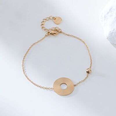 Golden chain bracelet with rhinestones and disc