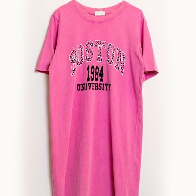Abito T-shirt midi rosa Boston 1984 University