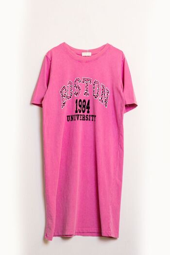 Robe t-shirt mi-longue rose Boston 1984 University