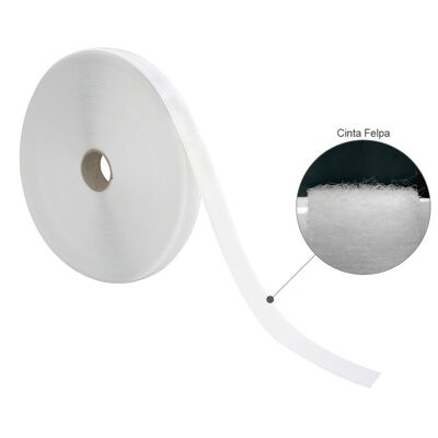Plush Velcro Tape With White Adhesive Roll 25 meters
