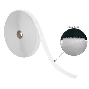 Bande Velcro en peluche avec rouleau adhésif blanc 25 mètres
