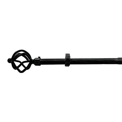 Extendable Metal Curtain Rod "19 mm. Extendable 1, 1 / 2, 0 Meters Black Pineapple Without Rings