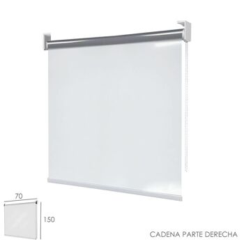 Rideau à enroulement en PVC transparent, dimensions 70 x 150 cm. Chaîne du côté droit