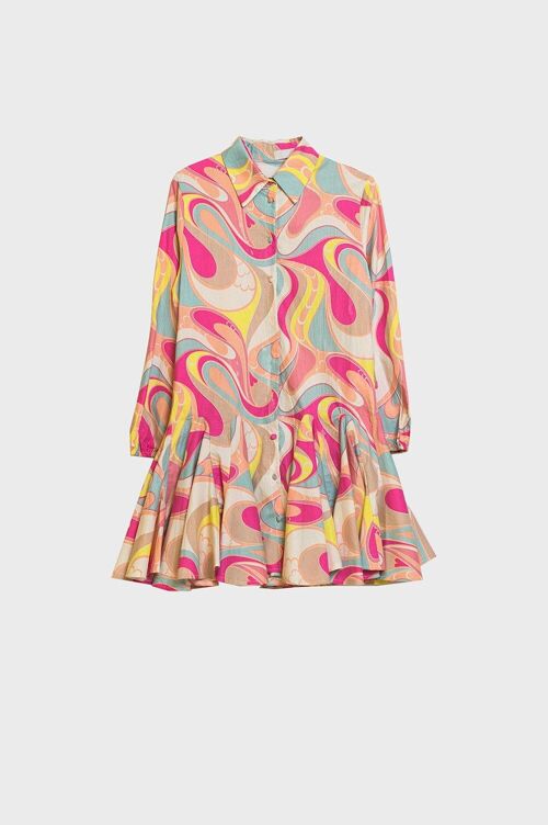 pink psychedelic printed cotton dress