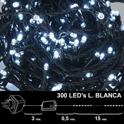 Lumières de Noël 300 Leds Lumière Blanche Intérieur / Extérieur (IP44)