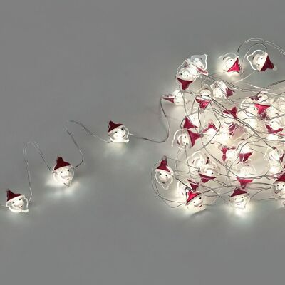 Guirlande de lumières de Noël à piles 50 LED Père Noël. Lumière froide usage interne IP20