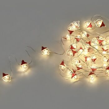 Guirlande de lumières de Noël à piles 50 LED Père Noël. Lumière Chaude Usage Interne IP20