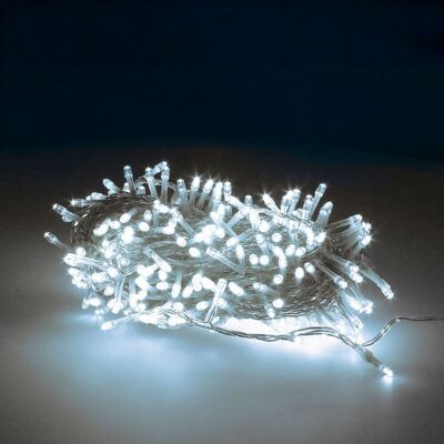 Christmas Lights Garland 300 Leds Cold White Christmas Light Indoor and Outdoor Ip44.  Transparent Cable.