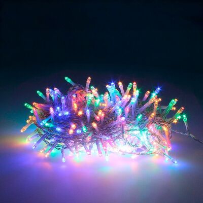 Weihnachtsgirlande mit 300 LEDs, mehrfarbig. Weihnachtsbeleuchtung für den Innen- und Außenbereich Ip44. Transparentes Kabel.