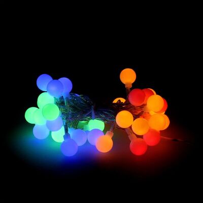 Ghirlanda di Luci di Natale Sfera 40 Led Multicolor. Luce natalizia da interno ed esterno Ip44