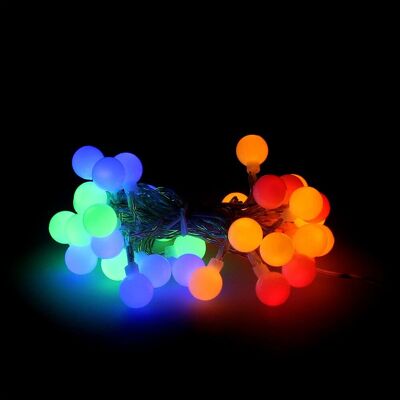 Guirlande Lumineuse de Noël Sphère 40 Leds Multicolores. Lumière de Noël intérieure et extérieure Ip44