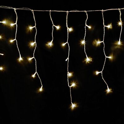 Girlande mit Weihnachtslichtern, Vorhang, 3 x 1 Meter, 115 LEDs, warmweißes Weihnachtslicht für drinnen und draußen, IP44. Transparentes Kabel.