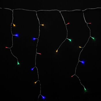 Guirlande Lumineuse Rideaux De Noël 3x1 Mètres 115 Leds Multicolores. Lumière de Noël intérieure et extérieure Ip44. Câble transparent.