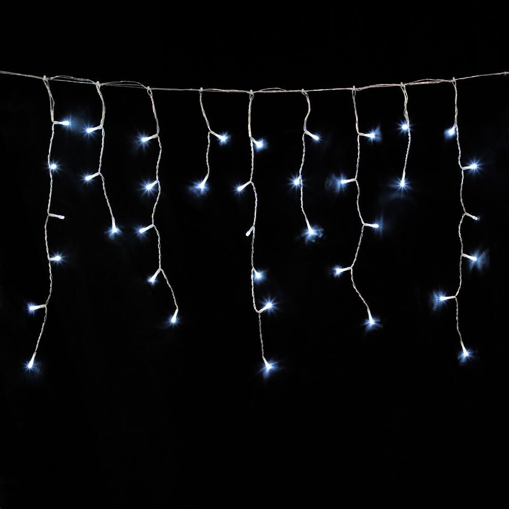 Guirlande Lumineuse Rideaux de Noël 3x0, Mètres 128 Leds Blanc Froid. Lumière de Noël intérieure et extérieure Ip44. Câble transparent.